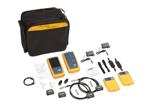 Fluke Networks DSX cable analyser kit — tester units, adapters and carry case